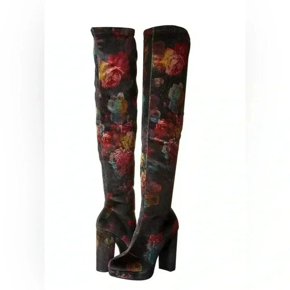 Madden Girl Groupie by Steve Madden Women's Thigh High Boots Floral Print NWOT - Picture 4 of 14